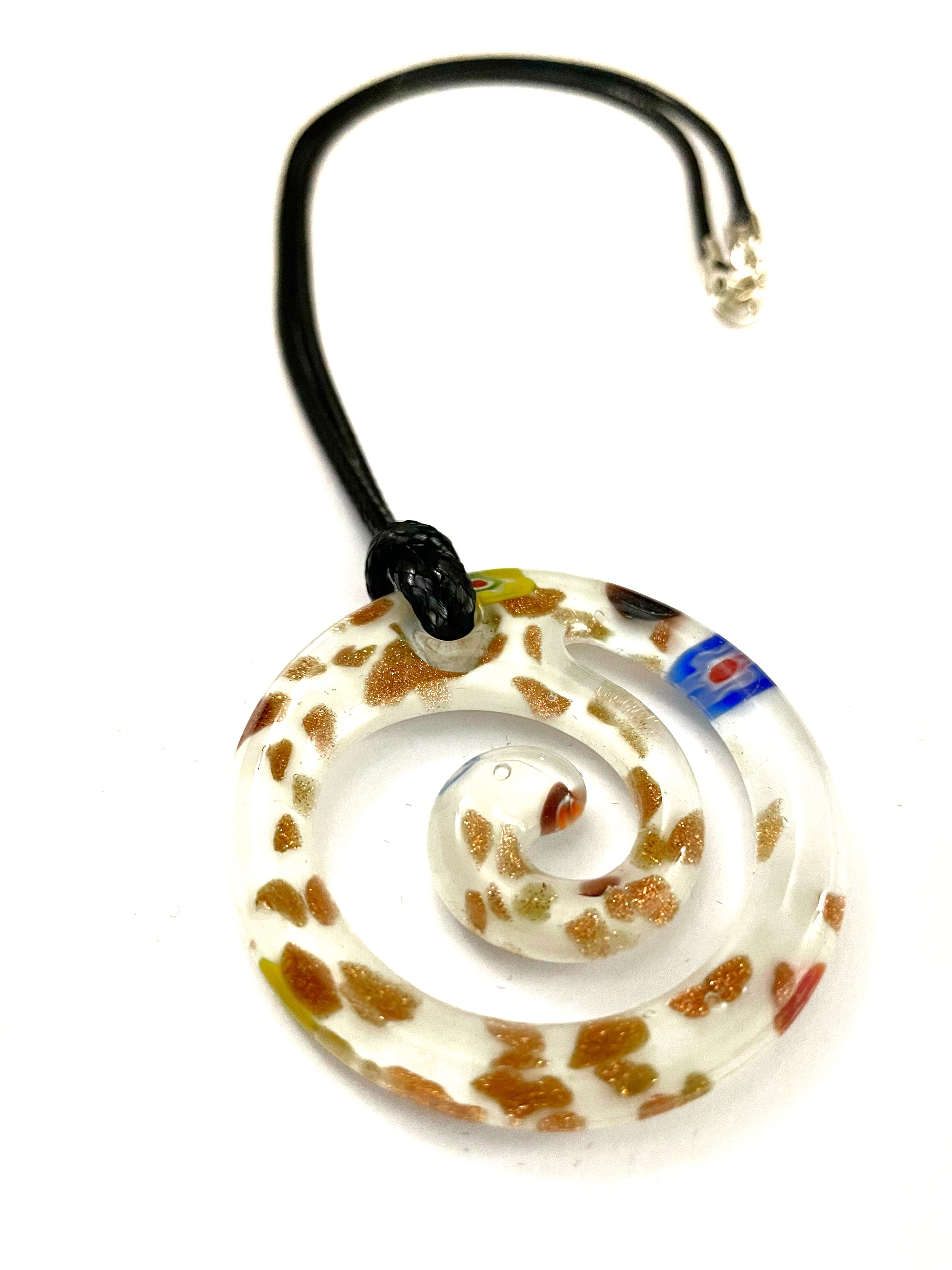 White and Gold Glass Necklace