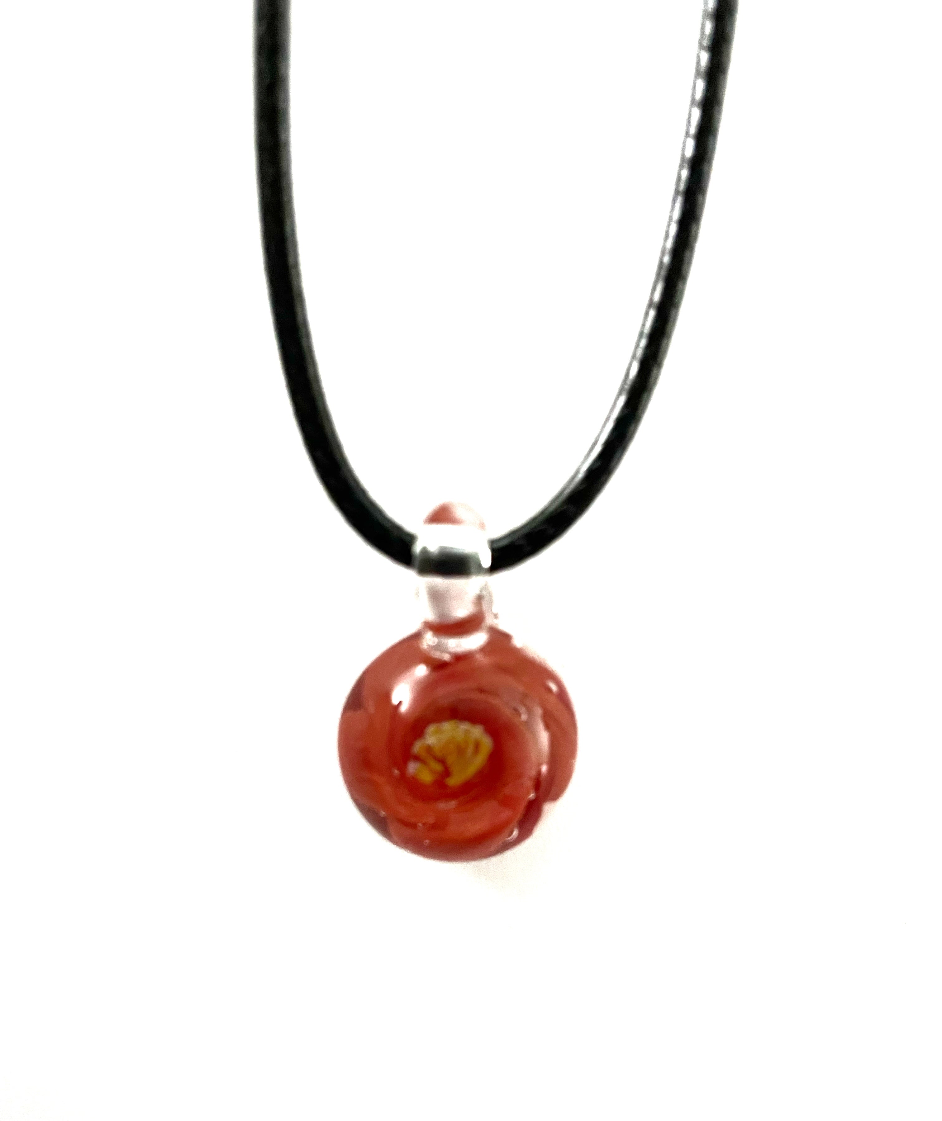 Orange Flower Glass Necklace