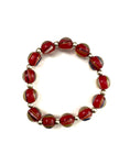 Red with Multiple Stripe Glass Bead Stretchy Bracelet