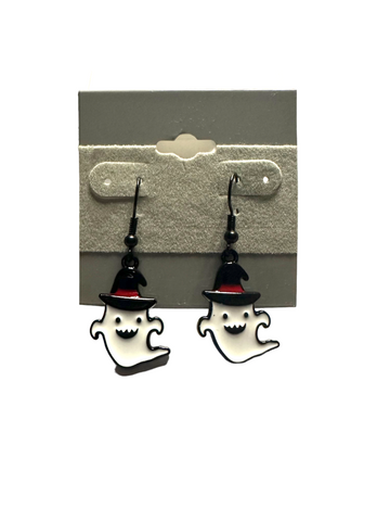 Ghost with Hat Charm Earrings