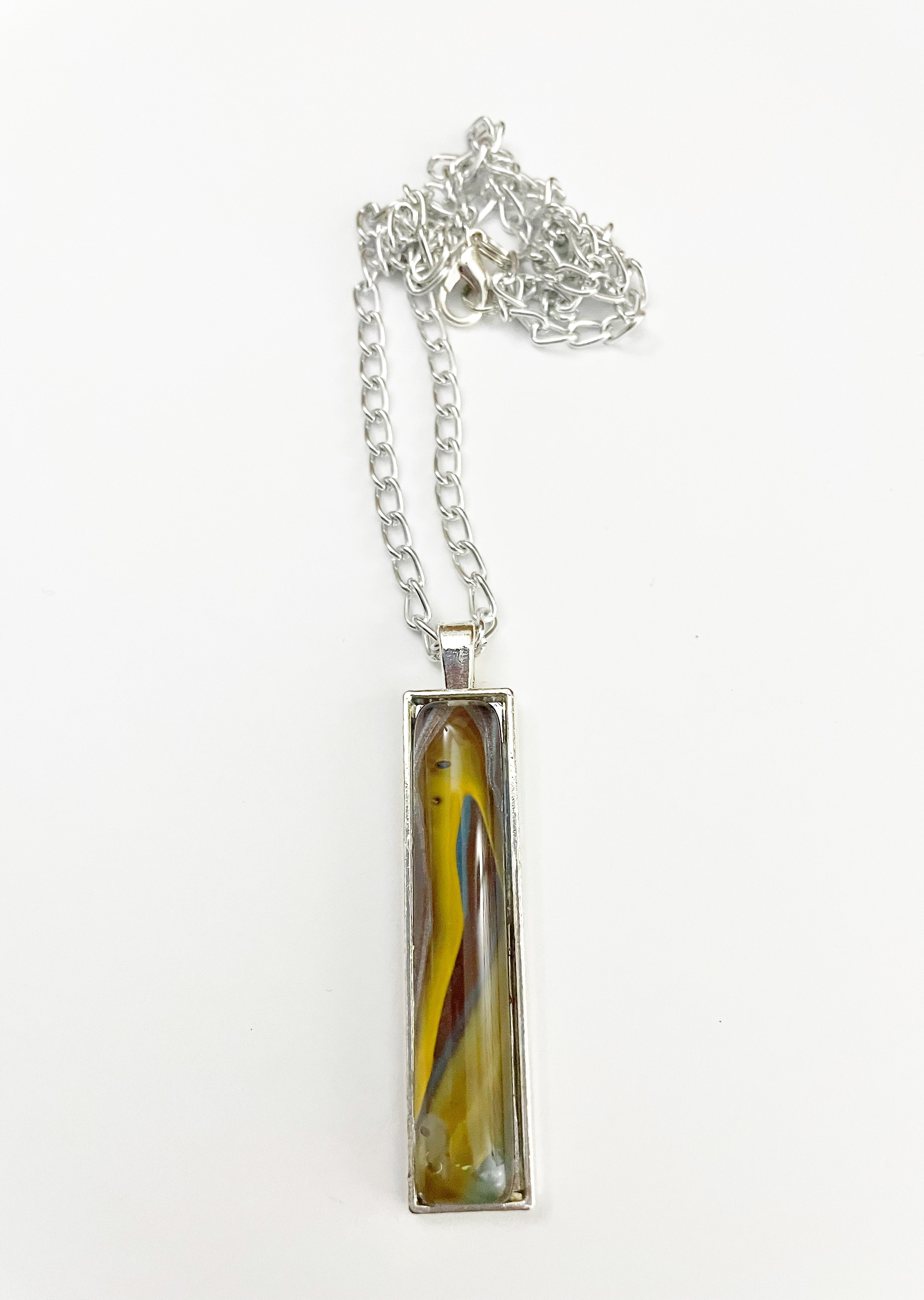 Brown, Blue and Yellow Acrylic Necklaces