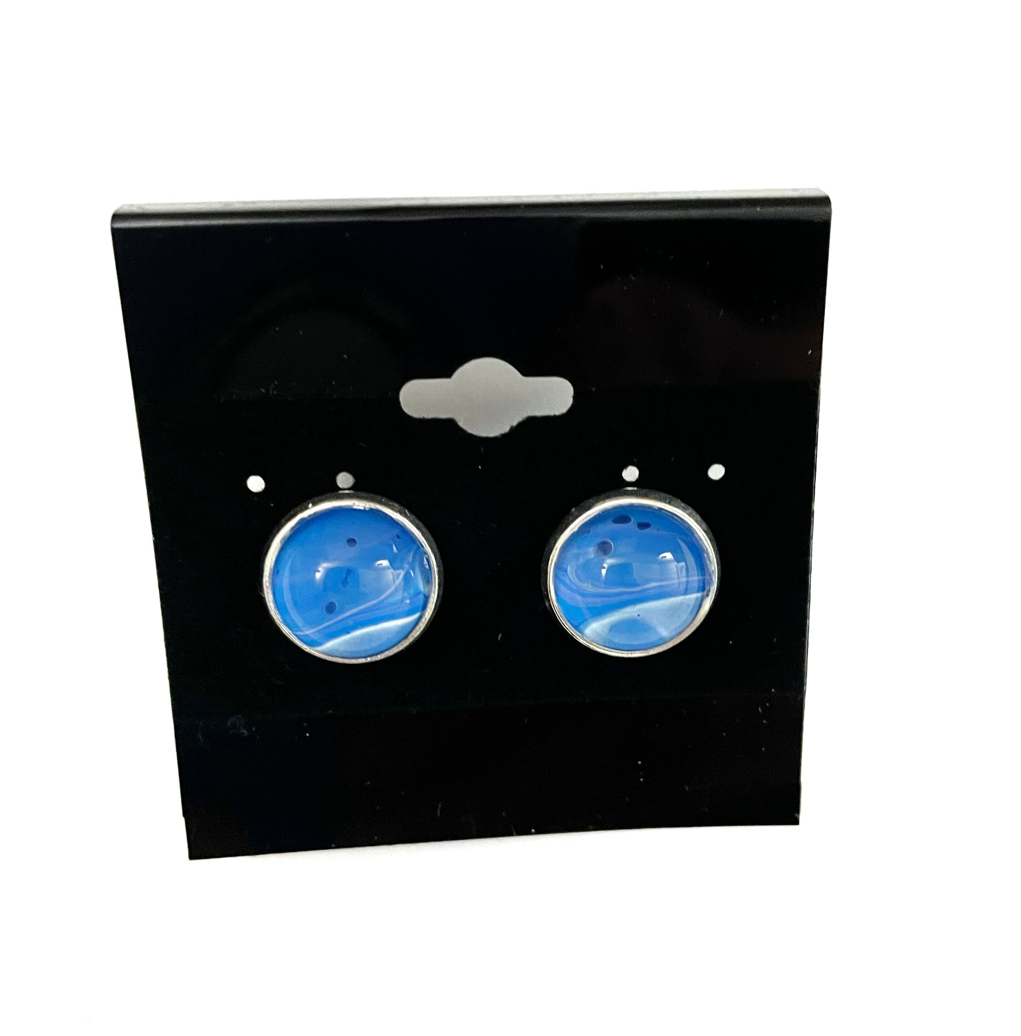 Blue Acrylic Paint Earrings - Post