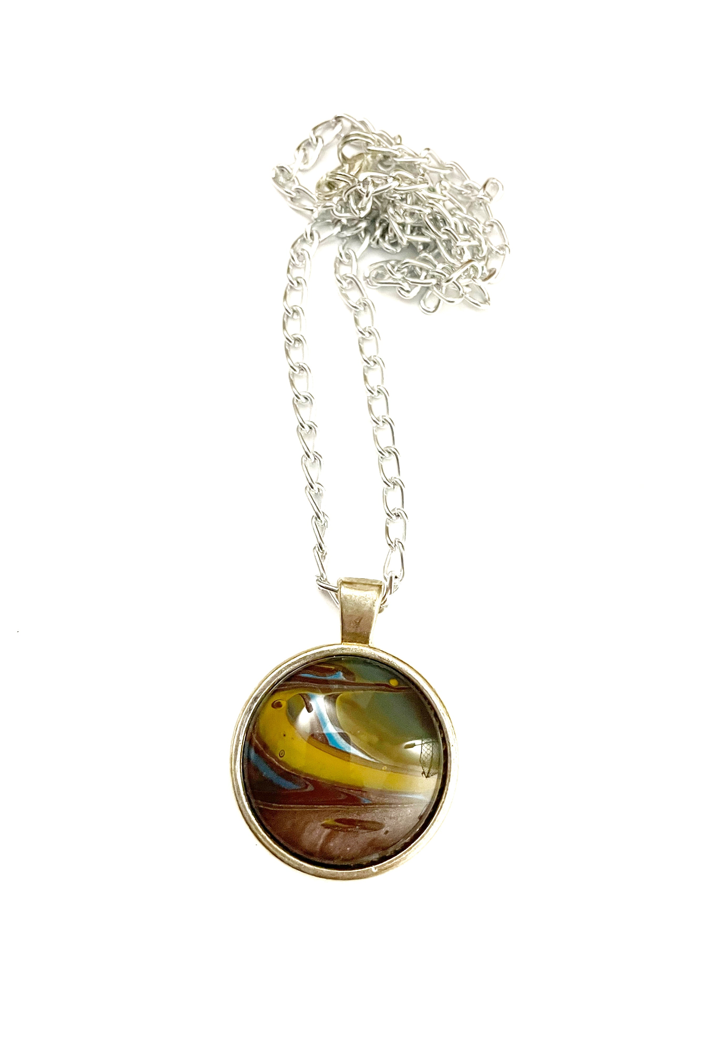 Brown, Blue and Yellow Acrylic Necklaces