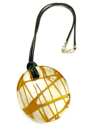 Silver and Yellow Glass Necklace