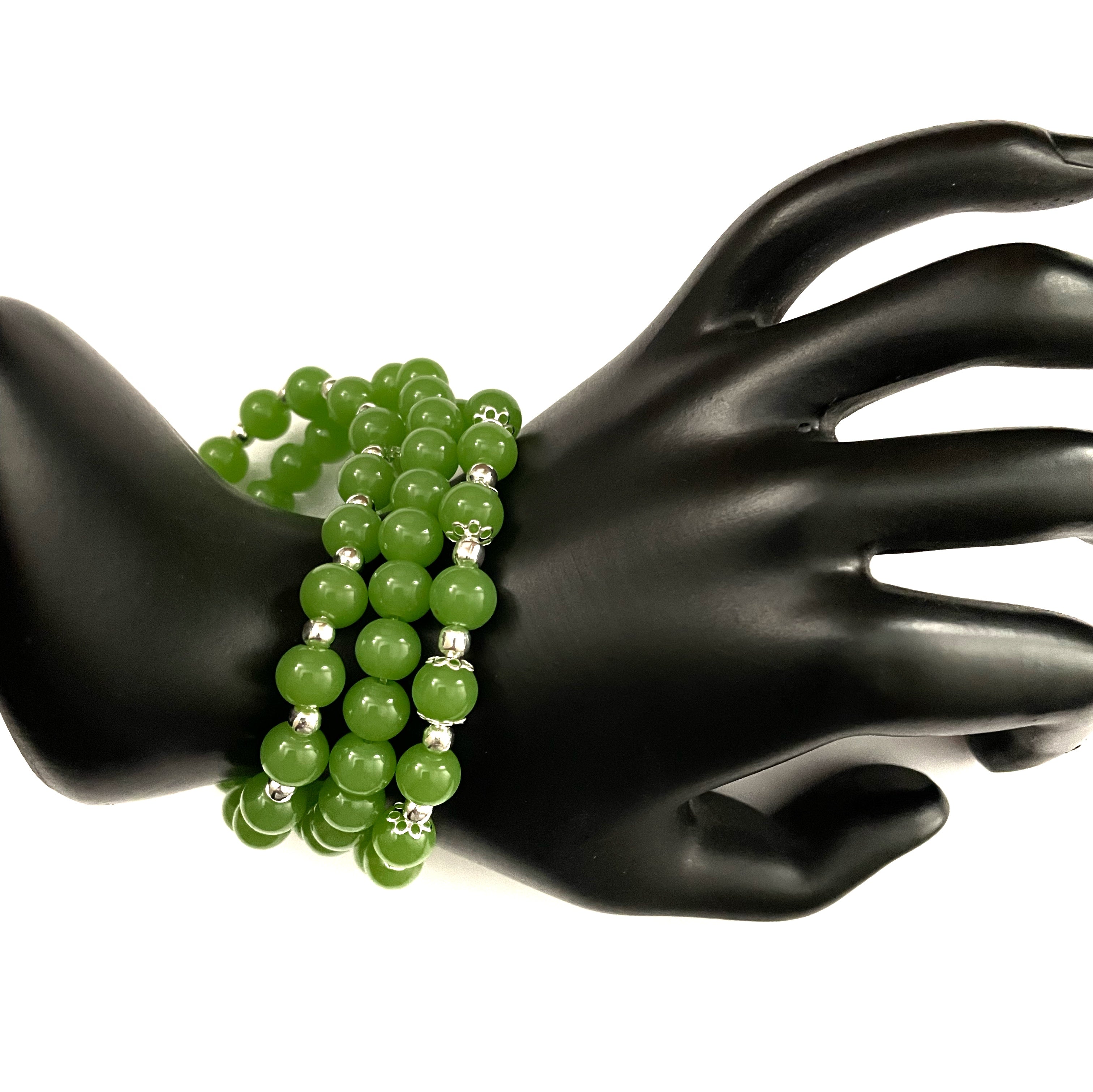Apple Green Glass Stacked Bracelet
