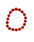 Frosty Red Glass Bead Stretchy Bracelet