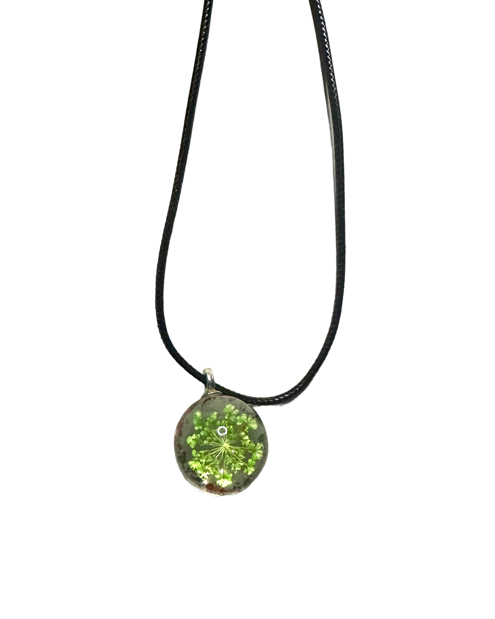 Green Leaves in Glass Necklace