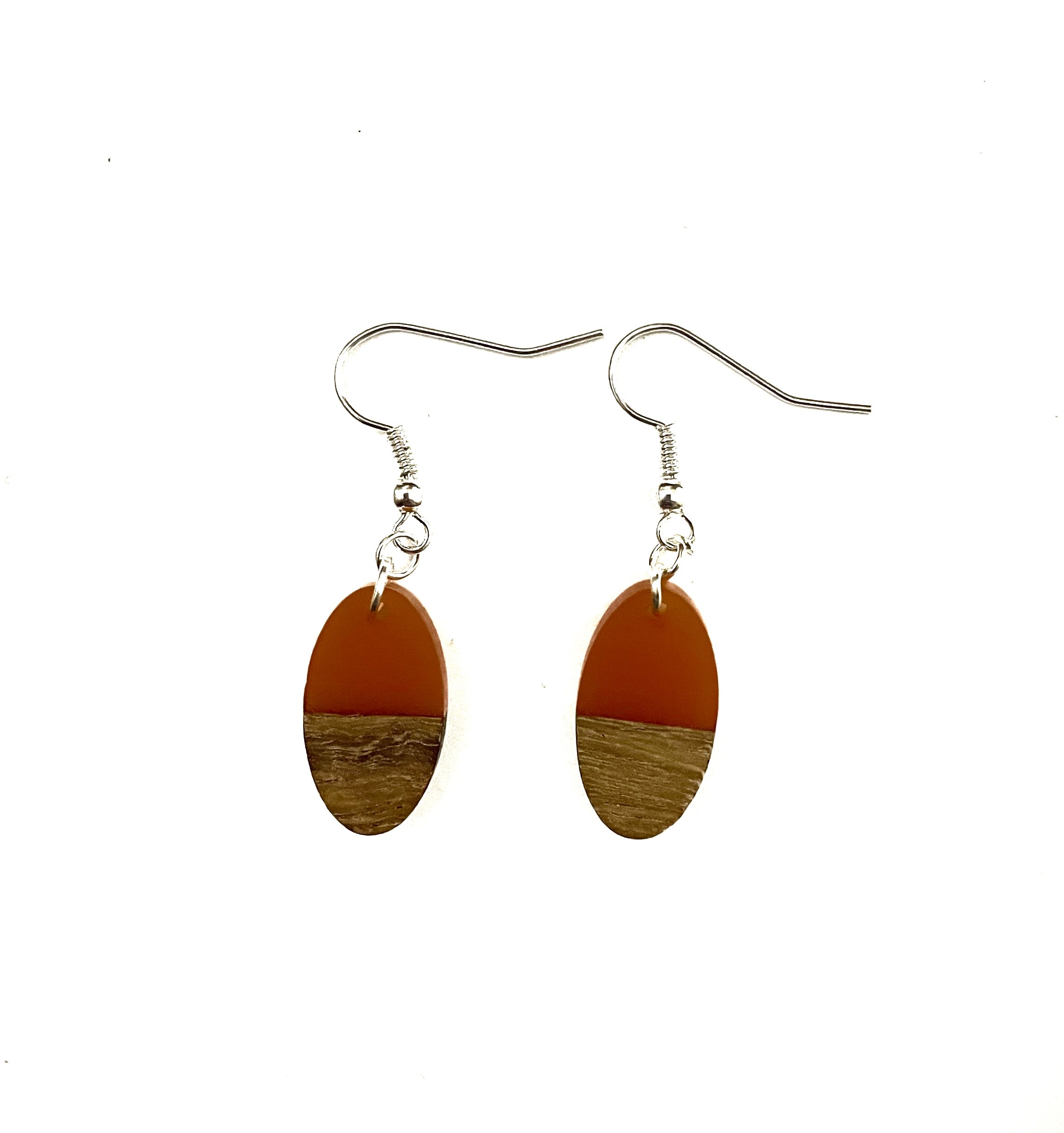 Extra Small Ovals Resin & Wood Earrings