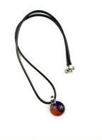 Blue and Orange Yin Yang Glass Necklace