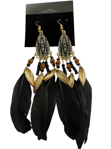 Boho Gold and Black Earrings