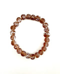 Frosty Purple with Flowers Glass Bead Stretchy Bracelet