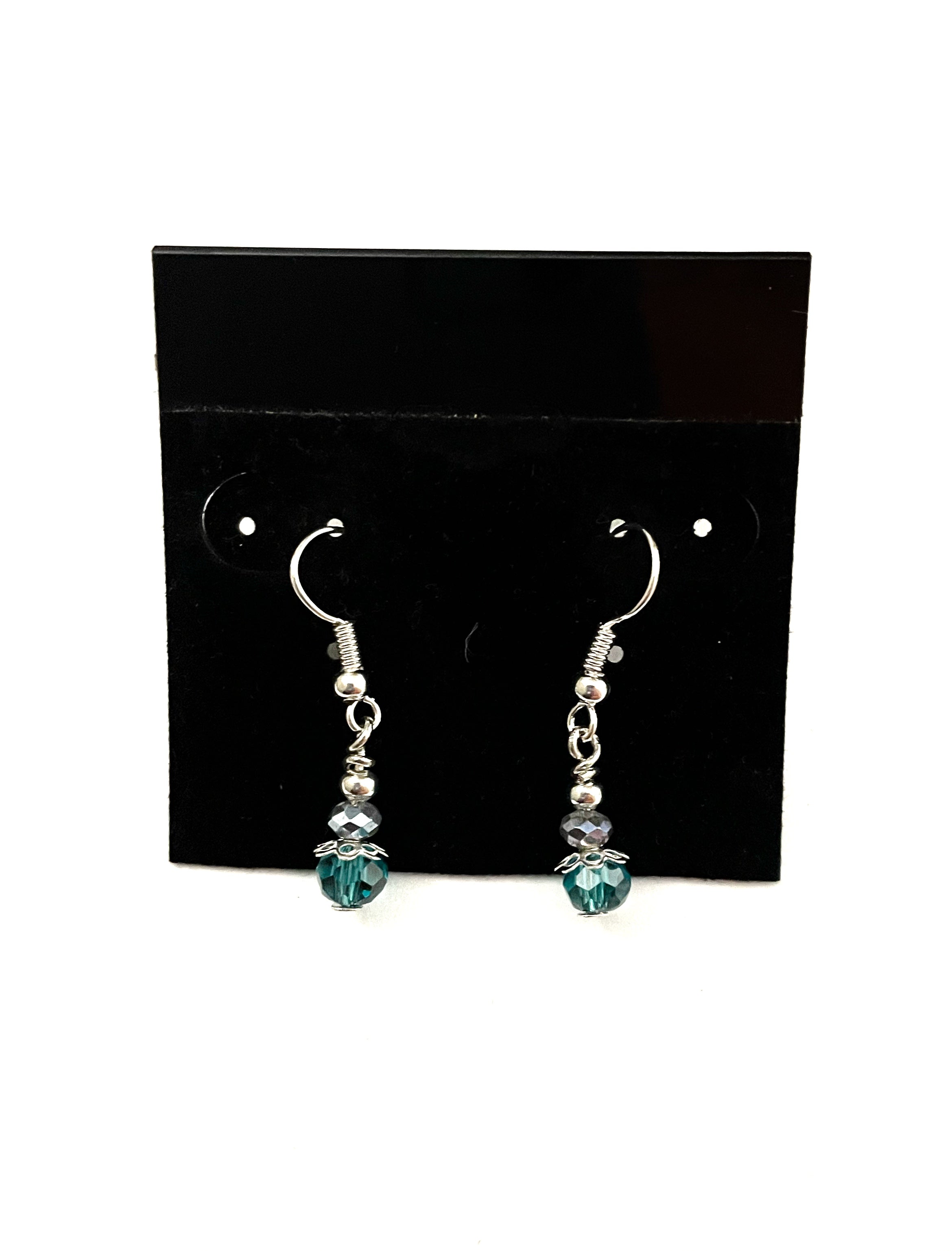 Dainty Teal Glass Earrings