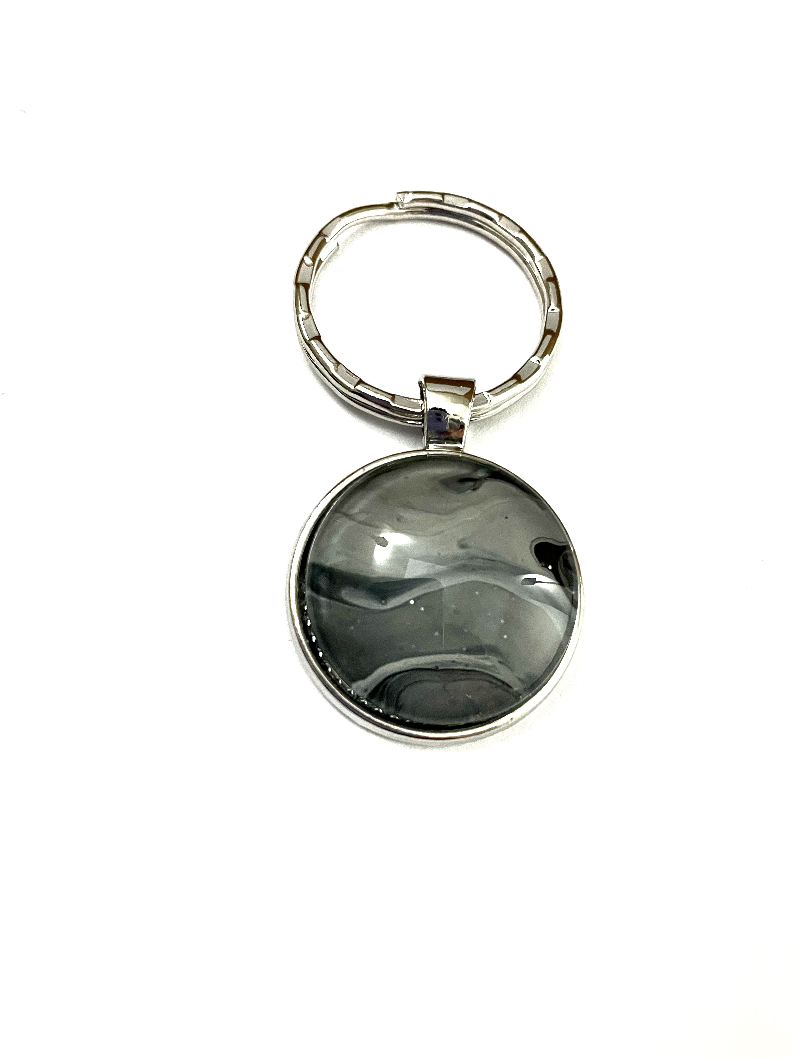Grey Acrylic Paint Key Ring