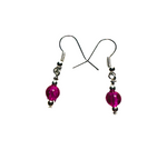 Hot Pink Glass Dangle Earrings