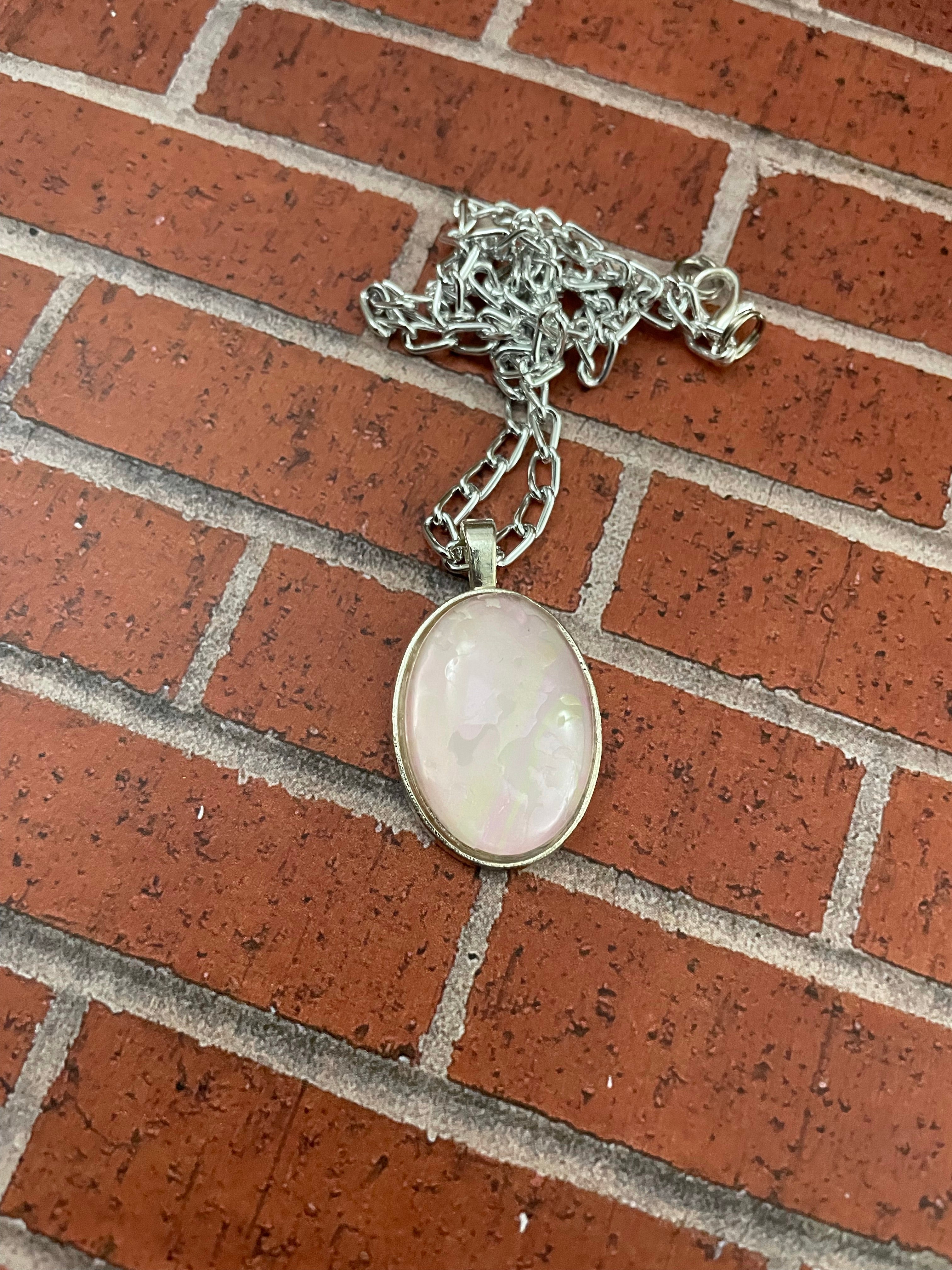 Pale Pink and Cream Acrylic Necklaces