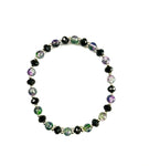 Transparent Green and Purple Glass Bead Stretchy Bracelet