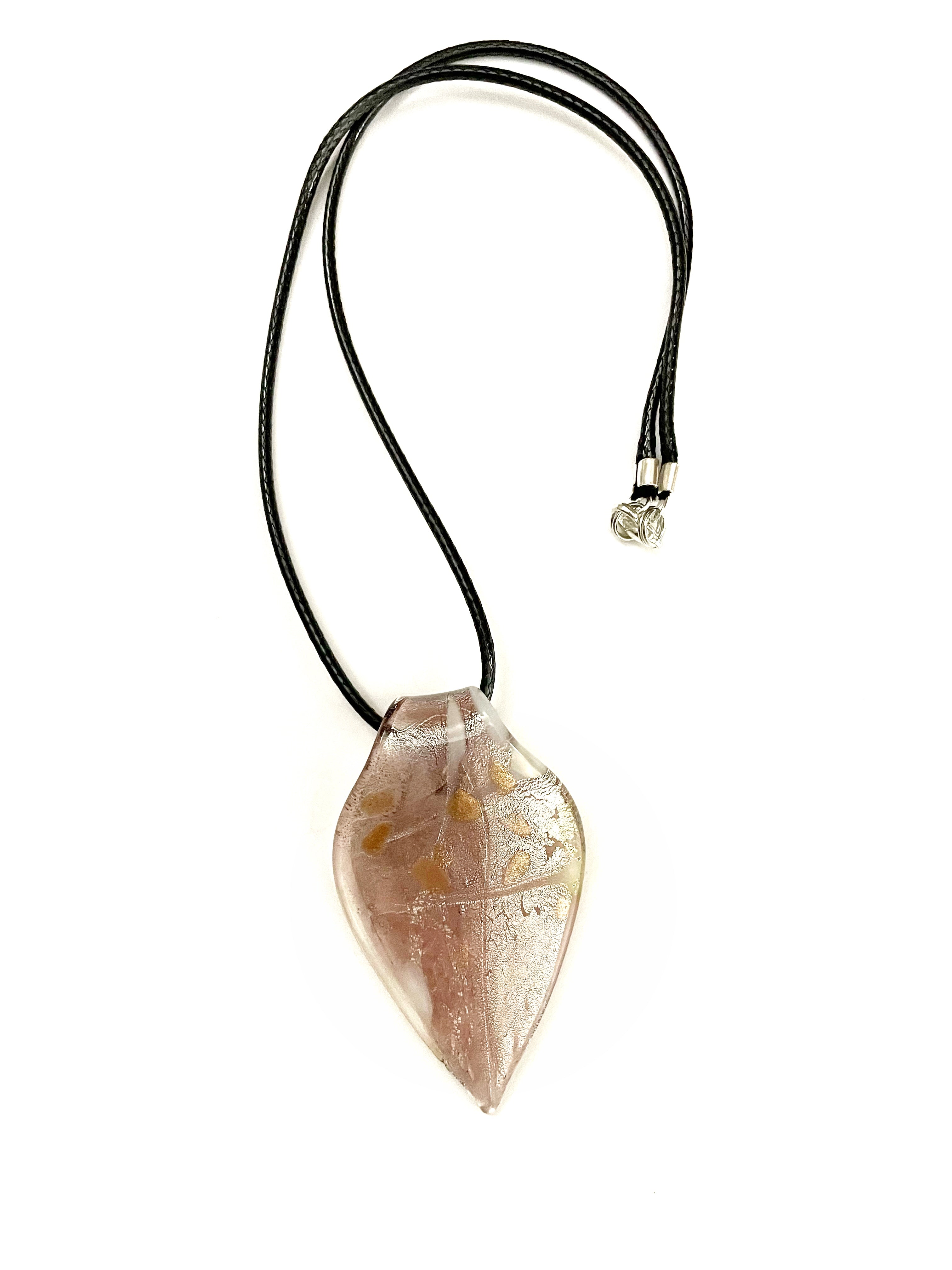 Light Purple with Silver and Gold Glass Necklace