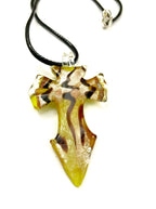 Yellow Cross Glass Necklace