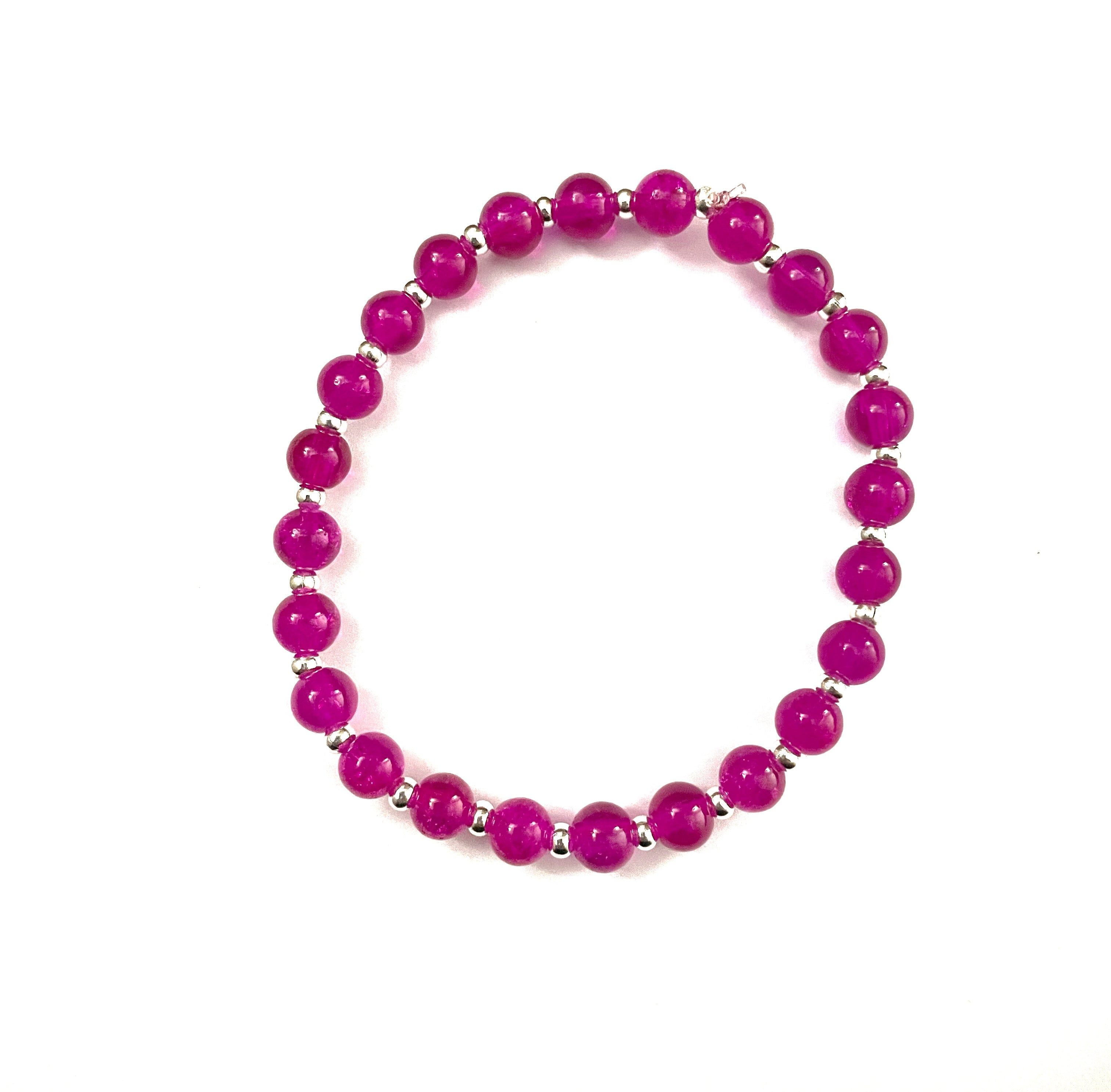 Magenta and Clear Glass Stacked Bracelet