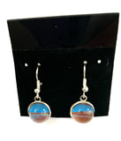 Brown and Blue Acrylic Paint Earrings -Dangle