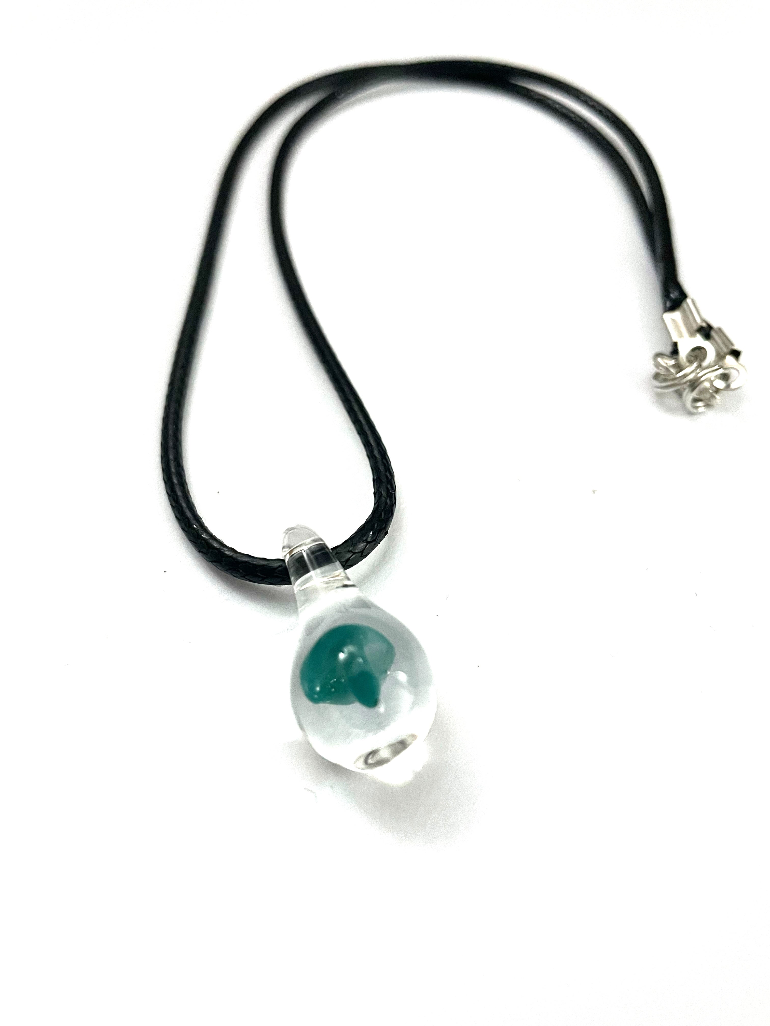 Clear Glass with Mushroom Necklace