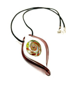 Purple White Swirl Glass Necklace