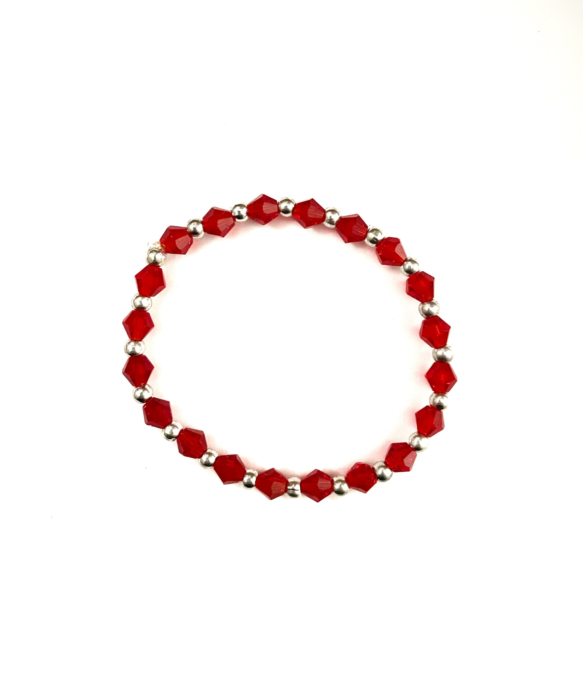 Red Bicone Glass Stretchy Bracelet