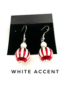 Red and White Christmas Ball Dangle Earrings