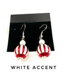 Red and White Christmas Ball Dangle Earrings