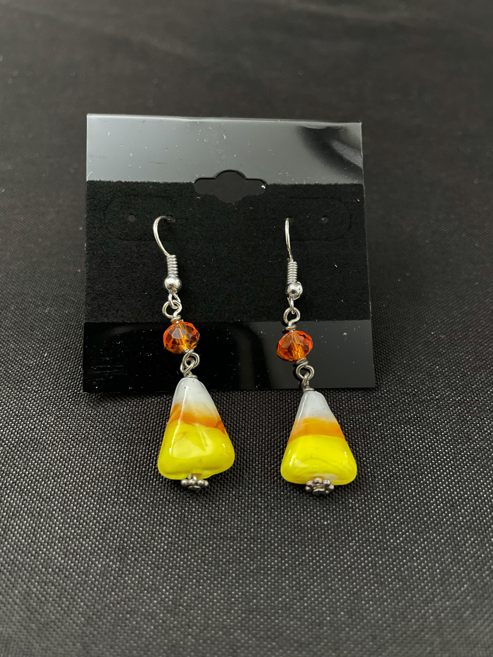 Glass Candy Corn Earrings