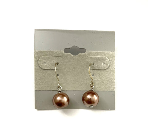 Light Brown Glass Pearl Earrings