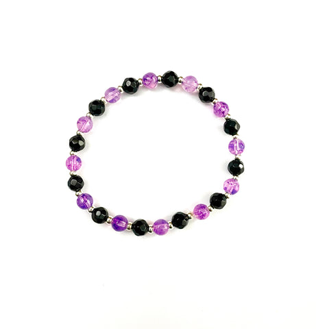 Transparent Light Purple Glass Bead Stretchy Bracelet