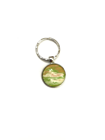 Orange, Green and Pink Acrylic Paint Key Ring