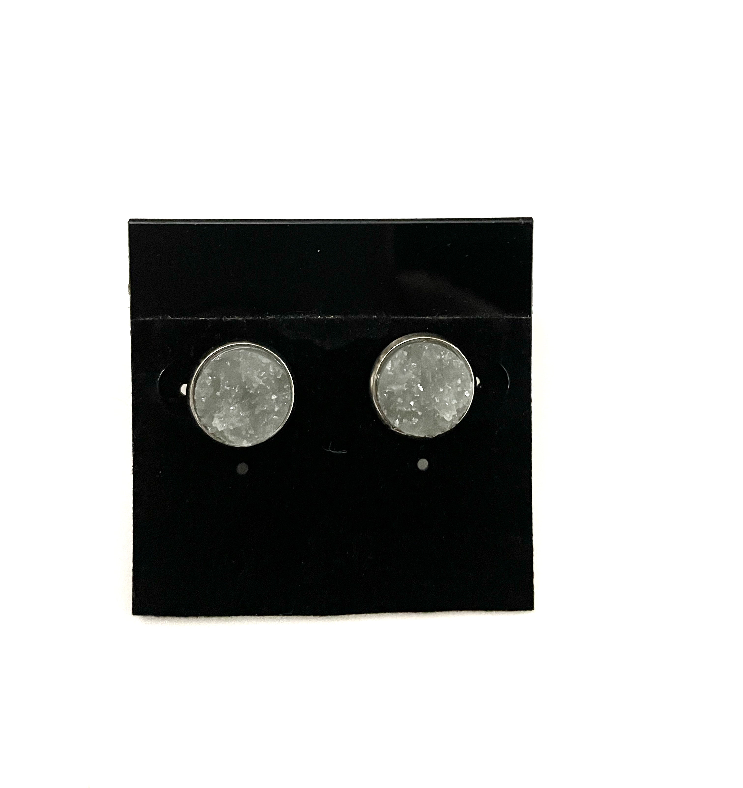 Grey Druzy Earring