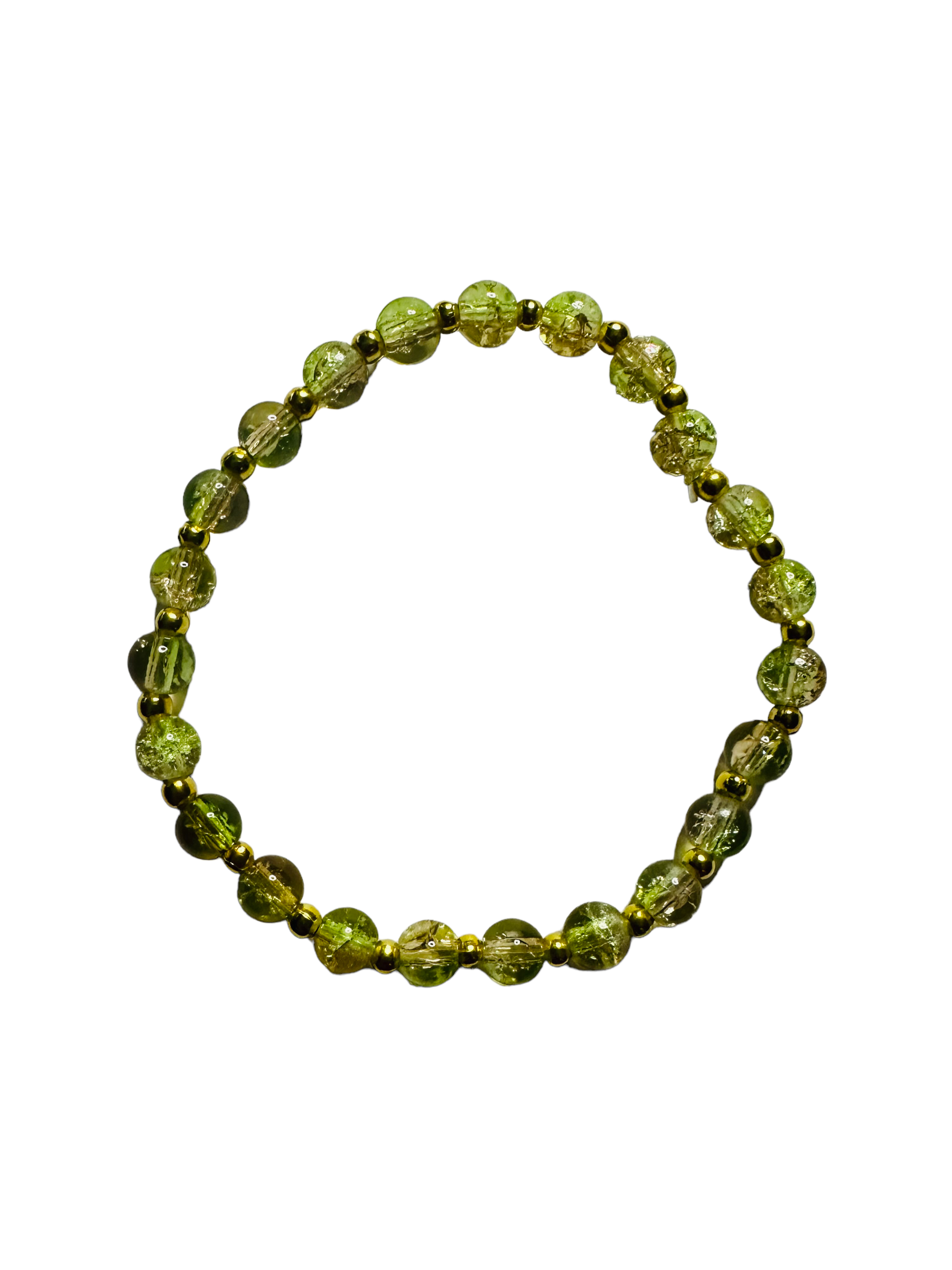 Yellow Green Glass Stretchy Bracelet