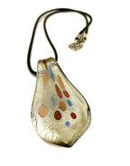 Silver with Tan, Red and Blue Glass Necklace