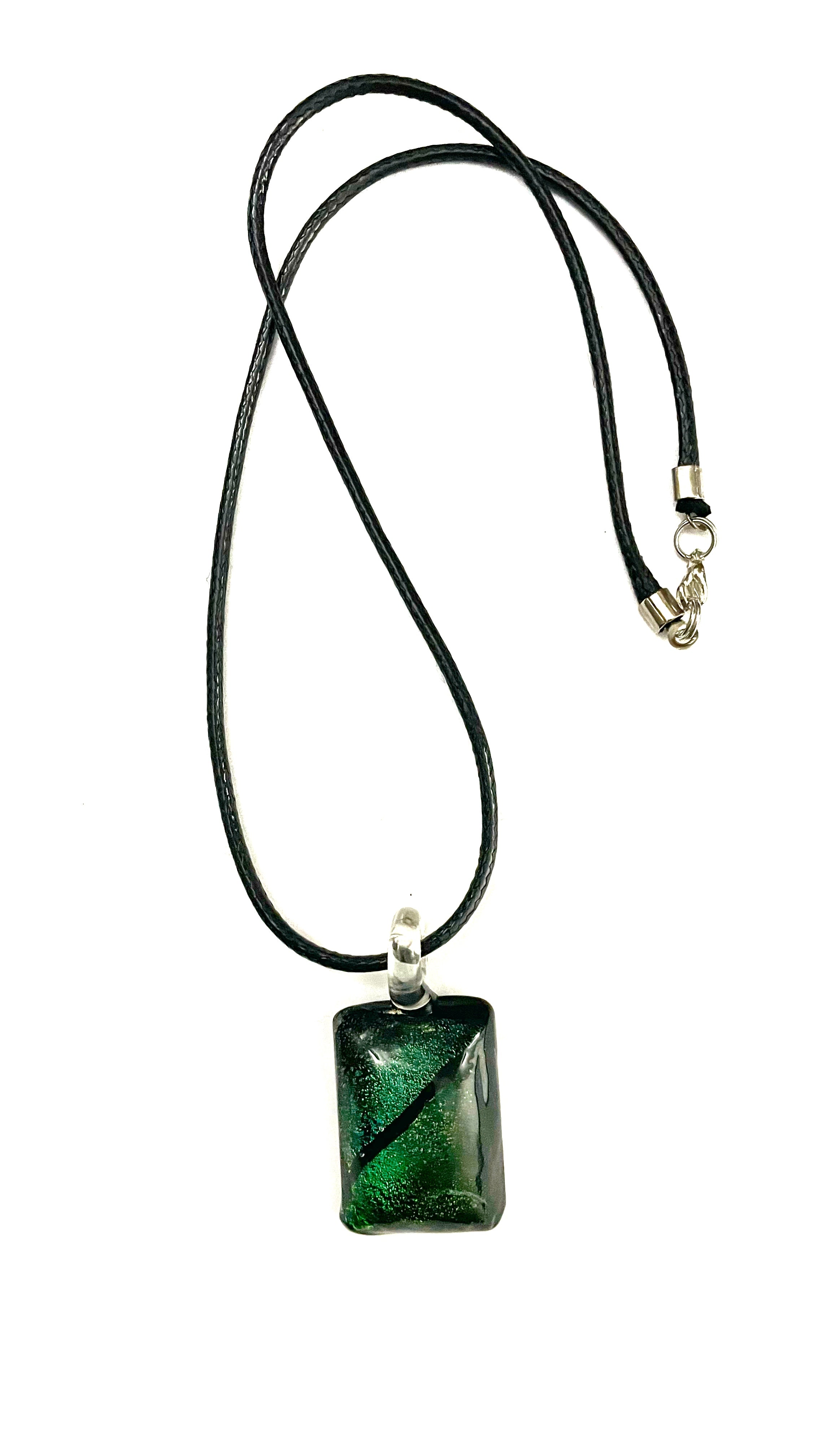 Green Dichroic Rectangle Necklace