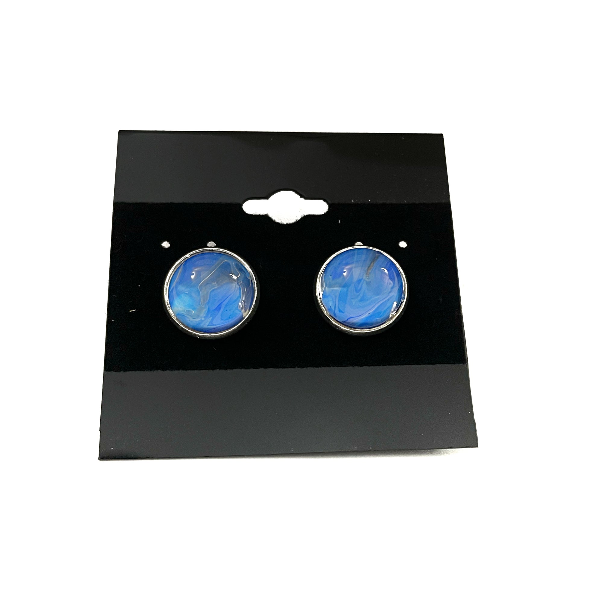 Blue Acrylic Paint Earrings - Post