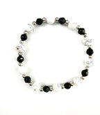 White Howlite with Black Lines Stretchy Bracelet