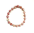 Red and White Swirl Acrylic Stretchy Bracelet