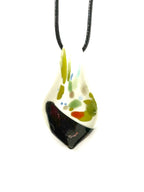 Colorful White with Red Glitter Glass Necklace