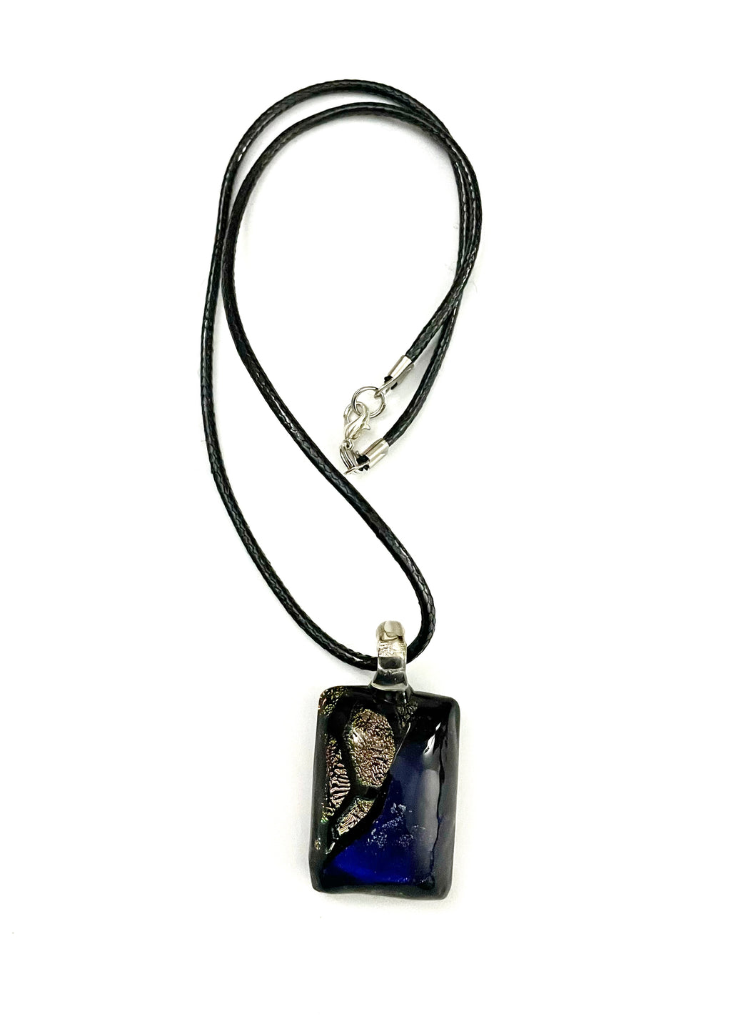 Golden Pink and Blue Dichroic Rectangle Necklace