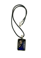 Golden Pink and Blue Dichroic Rectangle Necklace