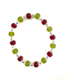 Red and Green Glass Stacked Bracelet and Matching Earrings