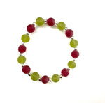 Red and Green Glass Stacked Bracelet and Matching Earrings