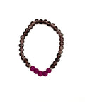 Transparent Grape Glass and Magenta Lava Stone Bracelet