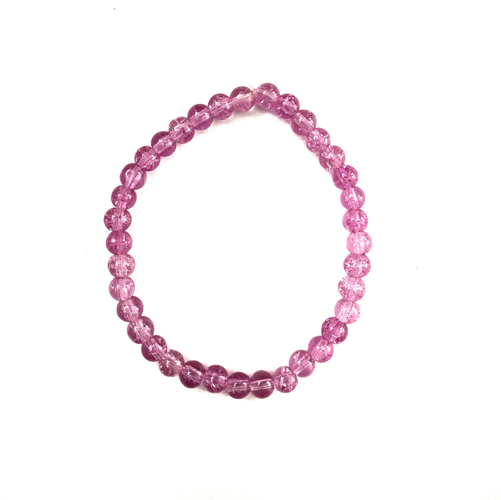Pink Crackled Stretchy Bracelet