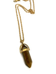 Tiger Eye Bullet Pendant in Gold Necklaces