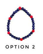 Transparent Midnight Blue Glass and Coral Lava Stone Bracelet