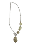 White with Purple and Green Porcelain Necklace